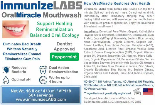 OralMiracle Anticavity Mouthwash - Heal Cavities Naturally label